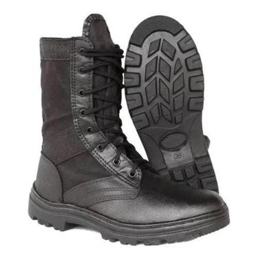 Imagem de Bota Militar Coturno Couro Lona Tático Resistente-Unissex