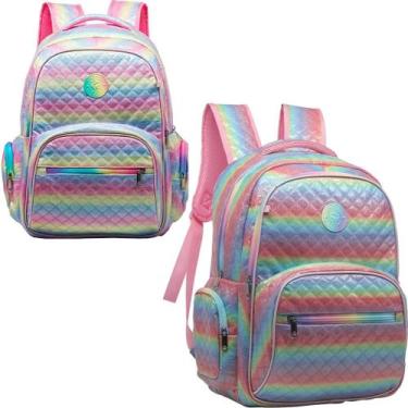 Imagem de Mochila Unicórnio Viagem Resistente Colorida Listrada Grande - Yepp, A