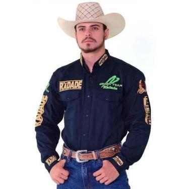 Imagem de Camisa Country Radade Bordada Masculina Green Team, Azul, Marinho, EGG