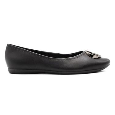 Imagem de Sapatilha Usaflex Bico Redondo Comfy Couro T7566, 37, Preto