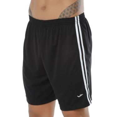 Imagem de Short Futebol Listras Praia Dia a Dia Elite, Preto, Branco, EG5