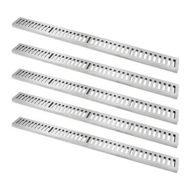 Imagem de Kit 5 Ralo Grelha Linear 7017X5GDA Captação de Agua Pluvial Alumínio Polido Prata GDA Industria e Distribuidora