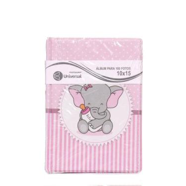 Imagem de Álbum Fotográfico 10x15 para 100 fotos - Elefante Rosa Menina - Photoa