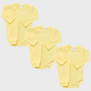Imagem de Kit 3 Conjuntos Body Bebê Manga Longa + Calça Canelado Enxoval Materni