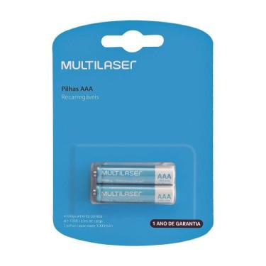 Imagem de Pilhas Recarregáveis Aaa 1000mah - 2 Unidades - Cb051 - Multilaser, Az