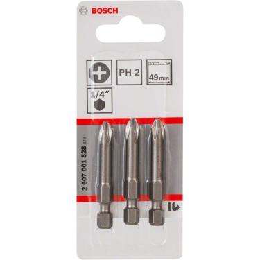Imagem de Pontas Extra Hard Phillips PH2 49mm com Tecnologia de Zona de Torção Cônica 3 Peças Prata Bosch