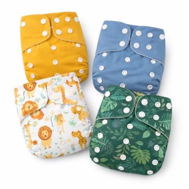 Imagem de Kit 4 Fraldas Ecológicas de Pano Premium + 4 Absorvente 6 Camadas