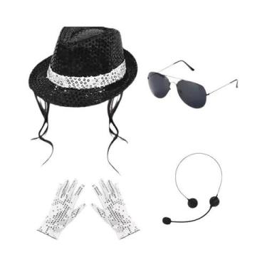 Imagem de Conjunto De Acessórios Para Fantasia De Michael Jackson: Chapéu Fedora