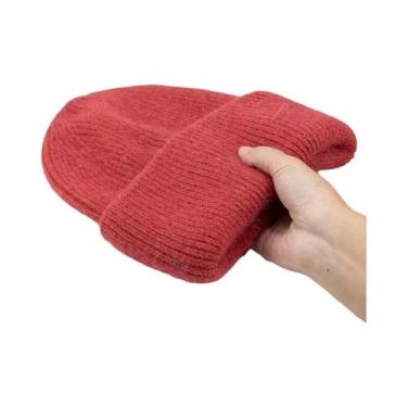 Imagem de Gorro Feminino De Inverno Em Tricô Com Pelo De Coelho, Grosso, Quente 