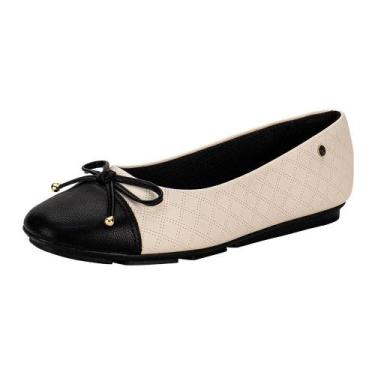 Imagem de Sapatilha feminina flat piccadilly 122030, Bege, Preto, 35