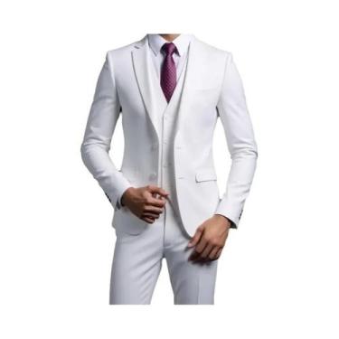 Imagem de Terno Masculino Estilo Britânico Em Cor Sólida, Blazer, Colete E Calça