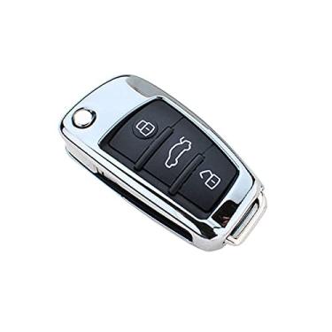 Imagem de WSWJDW TPU Porta-chaves do carro Proteção para chaves Homens e Mulheres Capa do porta-chaves Porta-chaves com anel porta-chaves, adequado para Audi C6 A7 A8 R8 A1 A3 A4 A5 Q7, prata