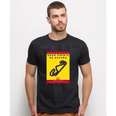 Imagem de Camiseta masculina Preta algodao Circuito Catalunya Espanha Corrida