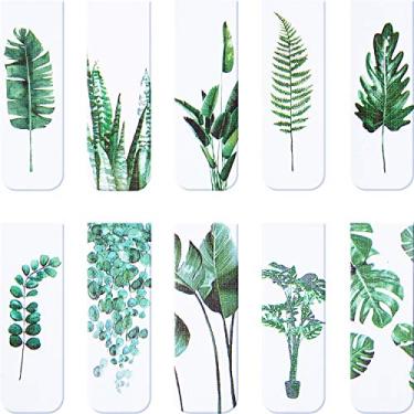 Imagem de 10 marcadores magnéticos de página com ímãs, conjunto de marcadores sortidos para leitura de alunos (folha de tartaruga, 5 x 2 cm)