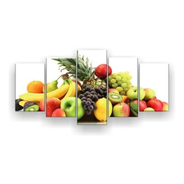 Imagem de Quadro Decorativo Frutas Fundo Branco 129x61 Sala Quarto