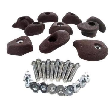 Imagem de Kit 10 Agarras Escalada Basic Tamanho Mg Madeira Marrom