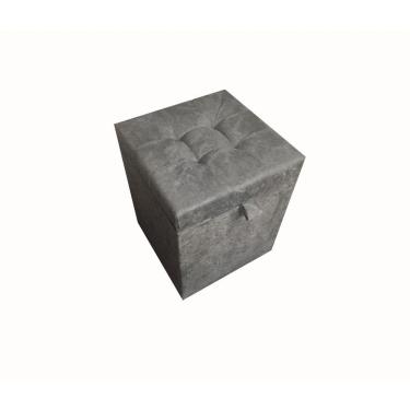 Imagem de Puff Baú Quadrado Em Suede Amassado 35 Cm - Cinza