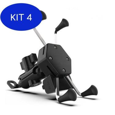 Imagem de Kit 4 Suporte De Celular Moto Com Carregador Usb Universal