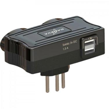 Imagem de Carregador Multi 2 Usb + 2 Tomadas 2P+T Preto Cod. DN1650 - Daneva