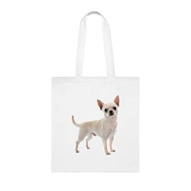 Imagem de Sacola engraçada para cães chihuahua, presente para cachorro chihuahua, presente para chihuahua, aniversário de cachorro chihuahua bolsa de ombro para cachorro chihuahua, bolsa reutilizável para cães chihuahua, Branco