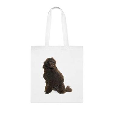 Imagem de Sacola de cachorro poodle, presente de cachorro poodle, presente para poodle, aniversário de cachorro poodle bolsa de ombro poodle, bolsa reutilizável de cachorro poodle, Branco