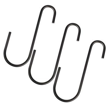 Imagem de Vindar Pacote com 3 ganchos pretos de 15 cm, ganchos grandes de P para cozinha, escritório, cestas de plantas, calços de vento, lanternas, ferramentas de jardinagem, alimentadores de pássaros, casa de pássaros, lanternas
