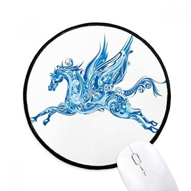 Imagem de DIYthinker Tapete de rato azul asa de cavalo arte animal grão desktop escritório tapete redondo para computador