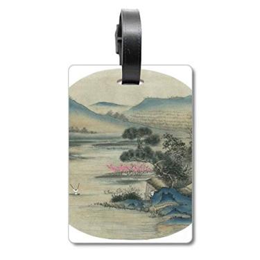 Imagem de Hills barco de pesca pintura chinesa mala etiqueta cartão de bagagem etiqueta, Multicolorido.