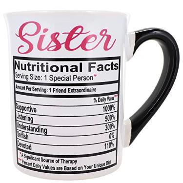 Imagem de Cottage Creek Sister Gifts Caneca de Cerâmica Irmã Grande 453 ml Presentes de Melhor Amigo [Branco]