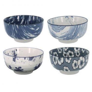 Imagem de Conjunto De Bowls De Porcelana Azul E Branco Decorativo  4 Pcs 13, - B