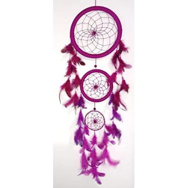 Imagem de Filtro Dos Sonhos Apanhador 60 Cm Decoração Rosa Escuro