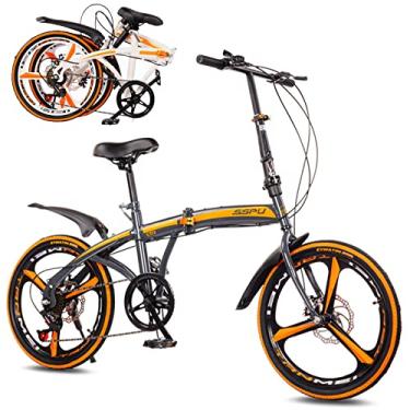 Imagem de Bicicletas dobráveis portáteis para adultos com 6 velocidades de equitação bicicleta dobrável de aço carbono - bicicleta portátil leve para mulheres e homens - bicicleta da cidade para escola de trabalho, cinza, 50 cm