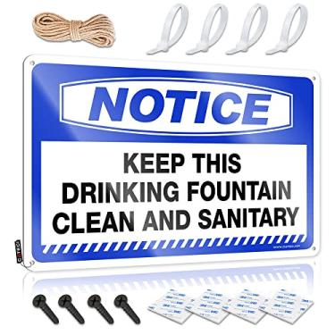 Imagem de Aviso de decoração de casa engraçada Mantenha este bebedouro limpo e sanitário sinal de lata sinal de lata placas de metal regras de acampamento (tamanho: 20X30cm)