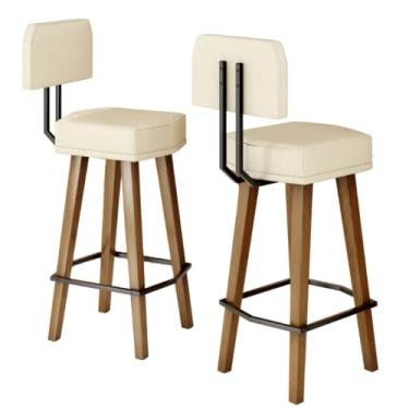 Imagem de Kit 2 Banquetas para Balcão Bancada de Cozinha Industrial (60CM DO ASSENTO AO CHÃO, BEGE)