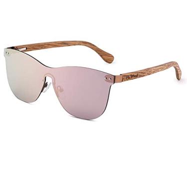 Imagem de Óculos de Sol Design de Madeira Semi-Armação HU WOOD Proteção Uv400 GR8026 (C2)