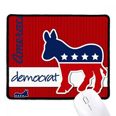 Imagem de America Donkey Emblema Democrata, Mousepad com borda costurada Tapete de borracha para jogos