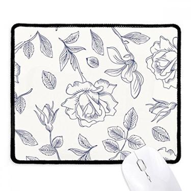Imagem de Mousepad pintado à mão com folhas de rosas e flores costuradas com borda para jogos