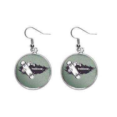 Imagem de Brinco feminino hip-hop Freedom Skateboard padrão monstro orelha pendente prata gota joia