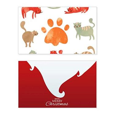 Imagem de Animal Cute Cat Family Footprint Holiday Merry Christmas Cartões de parabéns Mensagem de Natal