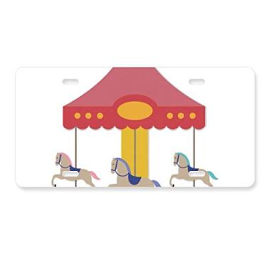 Imagem de DIYthinker Etiqueta colorida de aço inoxidável para decoração de placa de carro com estampa de parque de museu de carrossel
