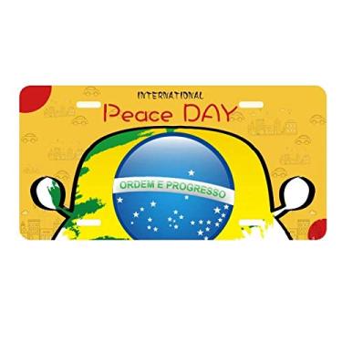 Imagem de DIYthinker Placa de carro com elemento cultural da bandeira do Brasil, etiqueta para decoração de carro, dia da paz