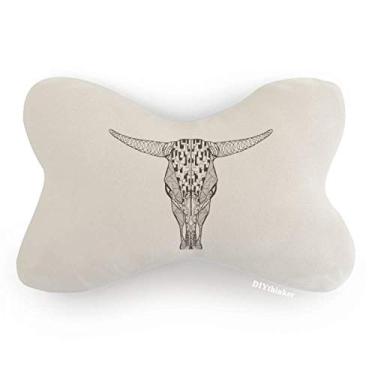 Imagem de DIYthinker Almofada de rosto longo com desenho de animal de vaca para carro, decoração de pescoço, almofada para apoio de cabeça