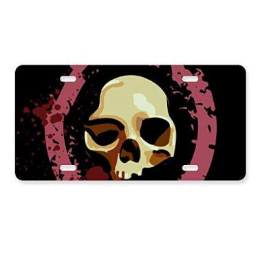 Imagem de DIYthinker Caveira redonda realista Halloween placa de carro decoração de aço inoxidável acessório