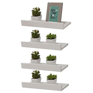 Imagem de Kit 4 Prateleiras Porta Quadros 40 x 15cm Branca Suporte Invisível