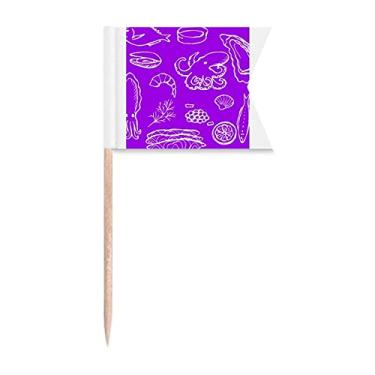 Imagem de Bandeiras de palitos de peixe da Seafood Fishing Resources, marcação de etiquetagem para bolo de festa, comida de queijo