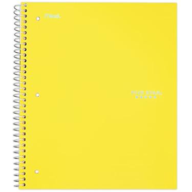 Imagem de Five Star Caderno espiral, 1 assunto, papel pautado universitário, 100 folhas, 28 cm x 21 cm, amarelo (73475)