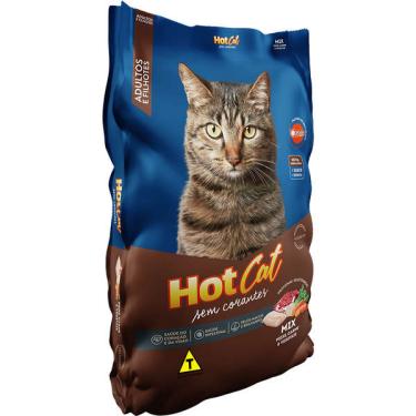 Imagem de Ração Seca Hot Cat Mix Sem Corantes para Gatos Filhotes e Adultos - 10,1 Kg
