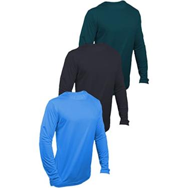 Imagem de KIT 3 Camisetas Com Proteção UV 50+ Dry Fit Segunda Pele Térmica Tecido Termodry Manga Longa - Turquesa, Preto, Verde Colonial - G