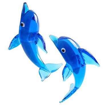 Imagem de HEMOTON 2 Unidades Enfeite De Golfinho Estatueta De Animal Marinho Do Oceano Decoração De Mesa Adorno De Mesa Em Casa Enfeite De Mesa Com Golfinhos Decoração De Cristal Vidro Fofa Presente