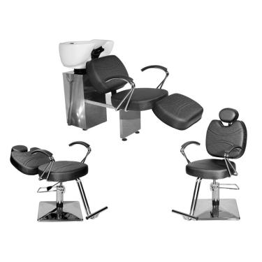 Imagem de Kit Salão Topázio 1 Fixa + 1 Recl Base Quadrada + Lavatório C/Ap Preto